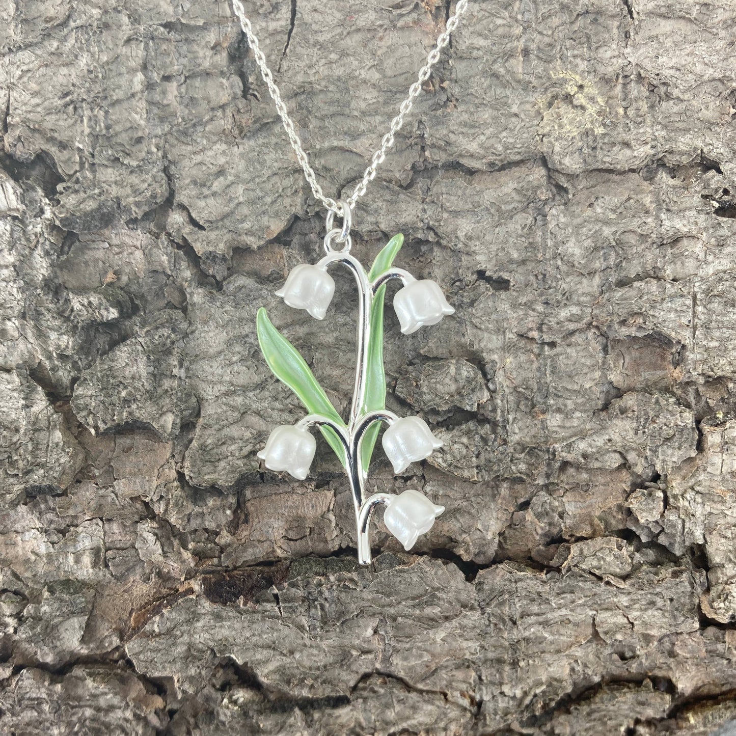 A Lily of The Valley Necklace available to buy from Fig and Rose Home.