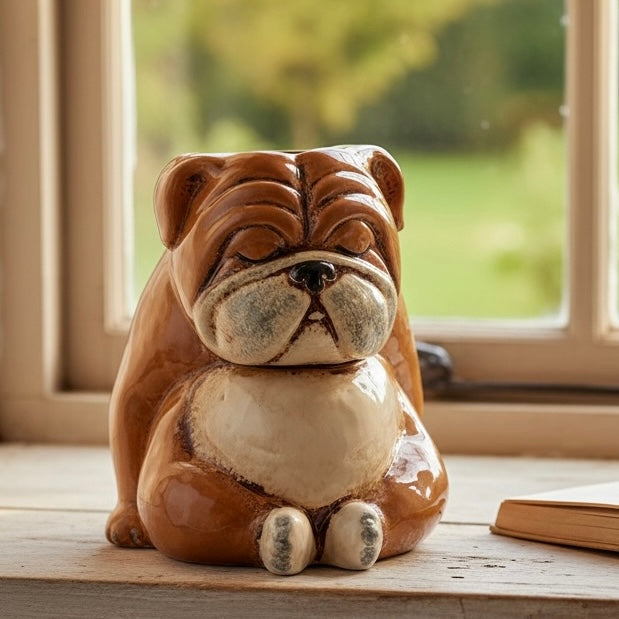 Ceramic Snoozing Bulldog Vase