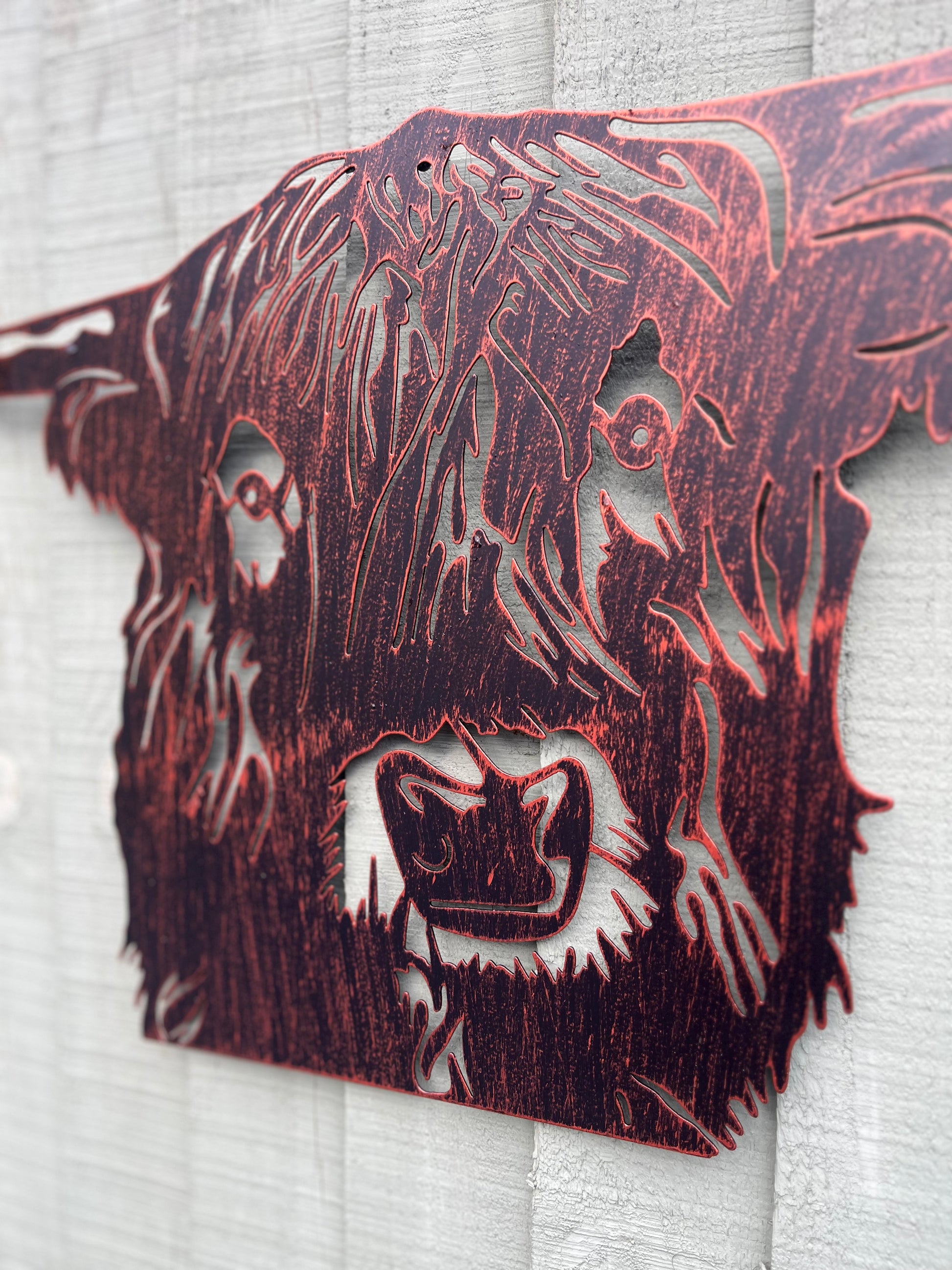 Highland Cow Head Copper Plaque from Fig and Rose