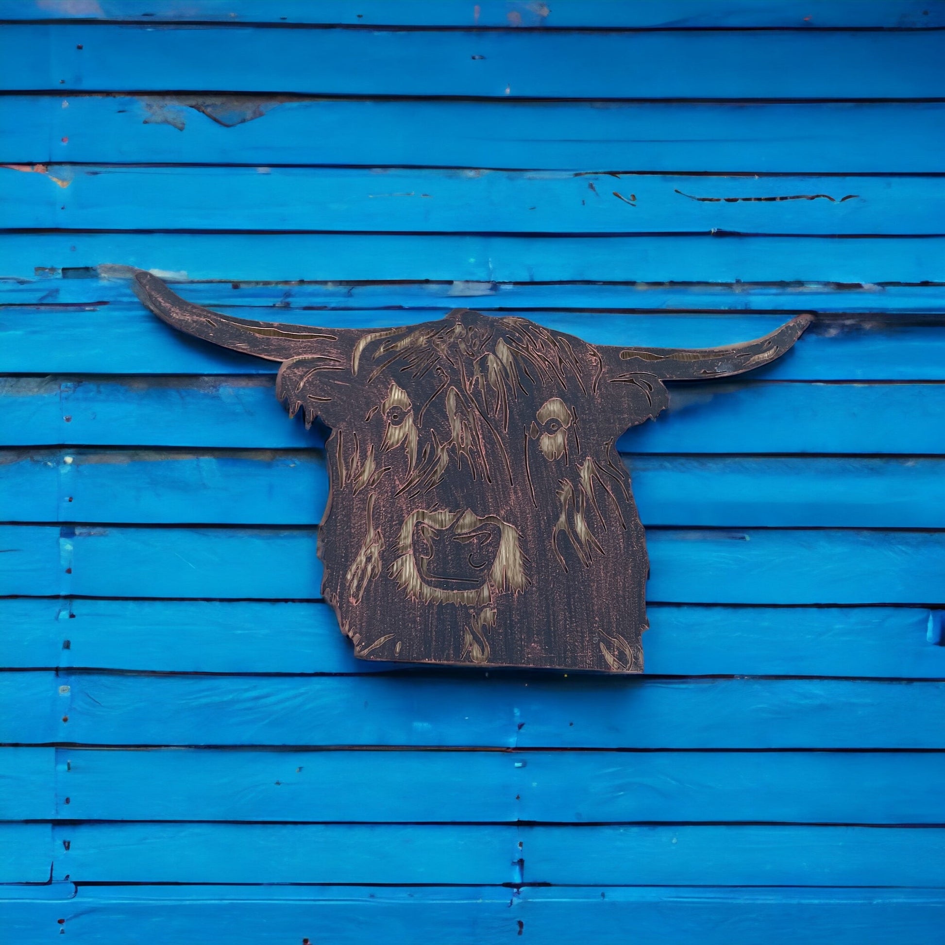 Highland Cow Head Copper Plaque from Fig and Rose