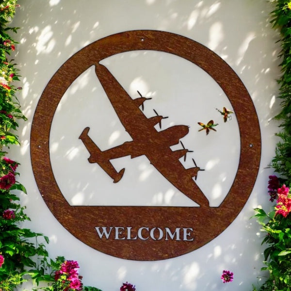 Lancaster Bomber Metal Welcome Plaque