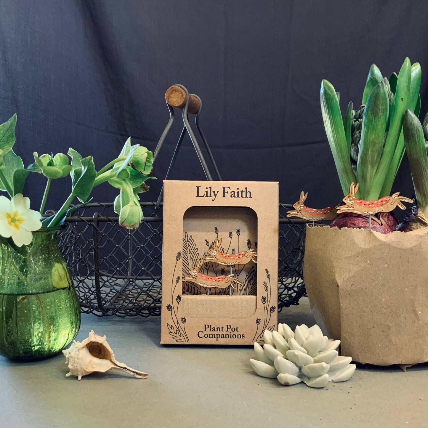 A Hare Plant Pot Companions available to buy from Fig and Rose Home.