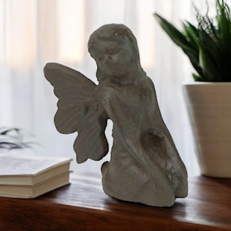 Cast Iron Kneeling Fairy Garden Ornament from Fig and Rose