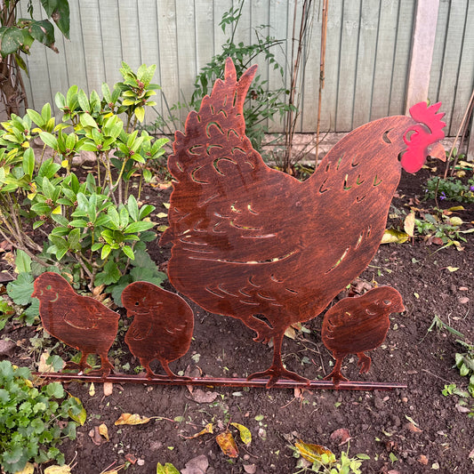Hen and Chicks Garden Art from Fig and Rose