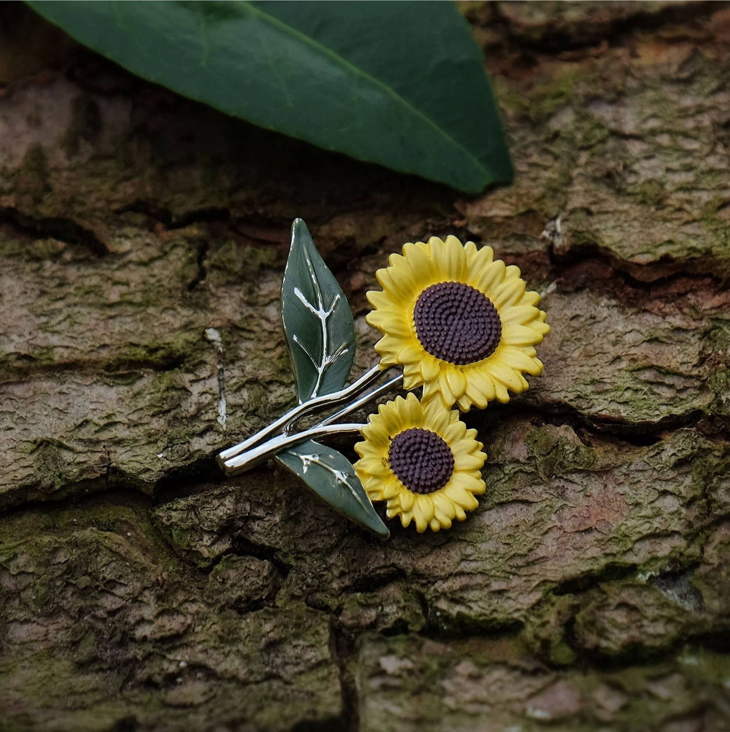 A Sunflower Pin Brooch available to buy from Fig and Rose Home.