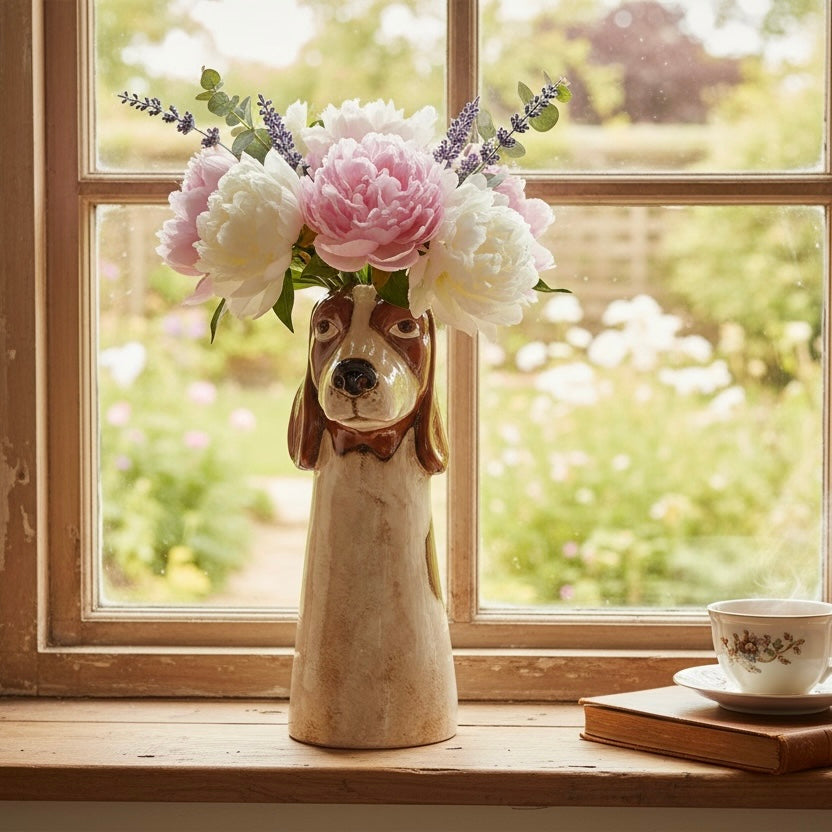 Ceramic Basset Hound Vase