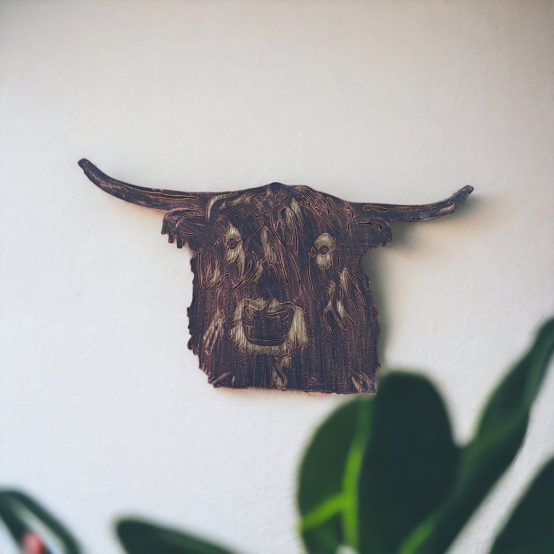 Highland Cow Head Copper Plaque from Fig and Rose