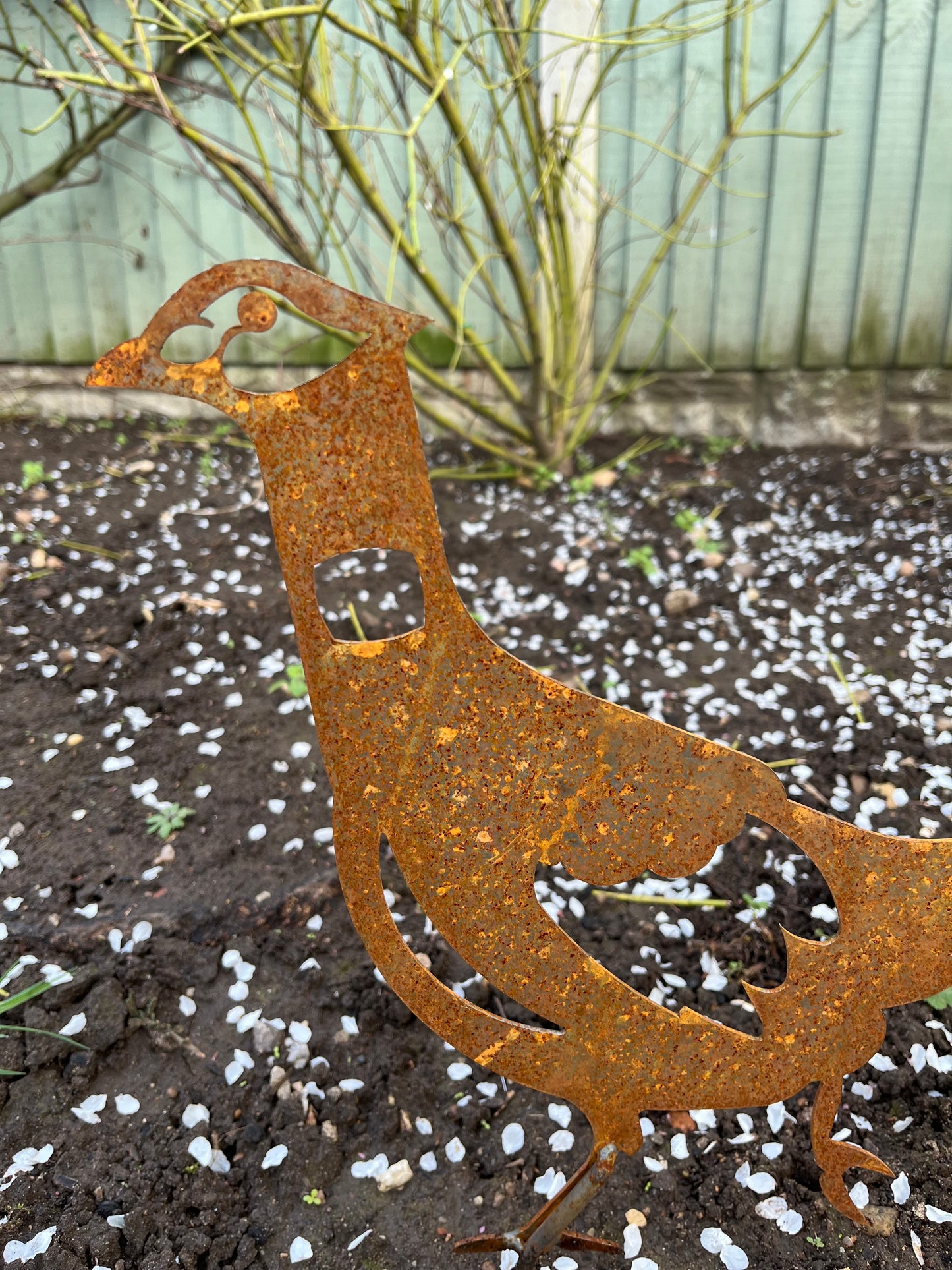 Metal Pheasant Garden Art from Fig and Rose