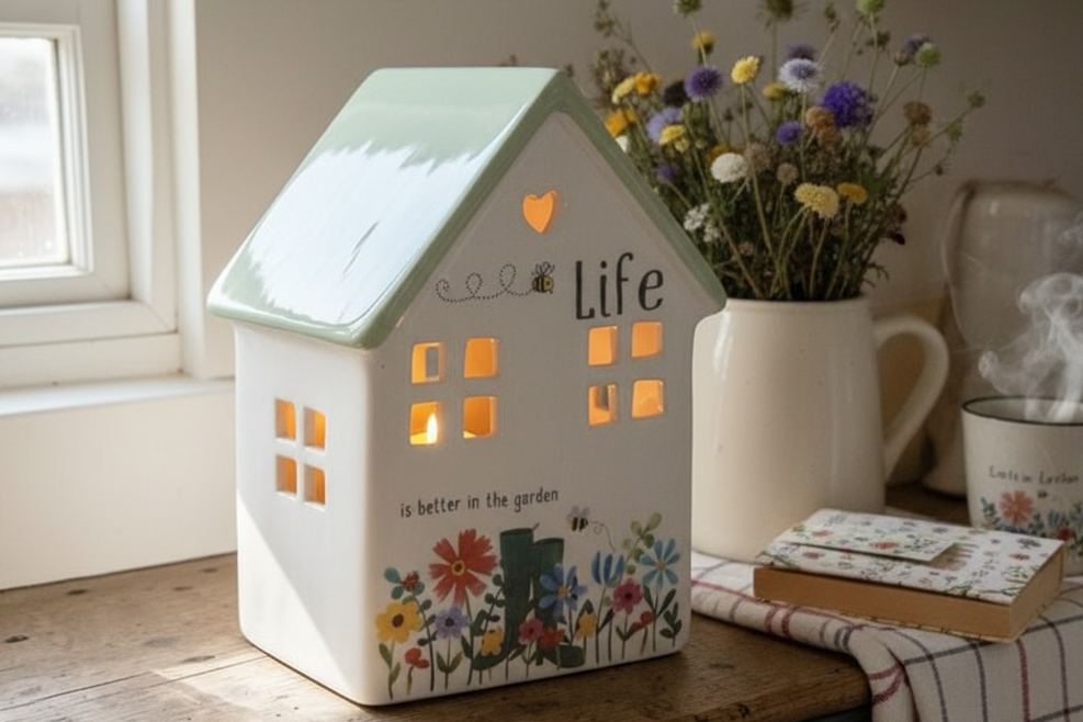 Ceramic Tealight House - Life Is Better In The Garden