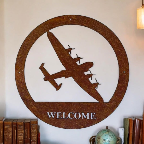 Lancaster Bomber Metal Welcome Plaque