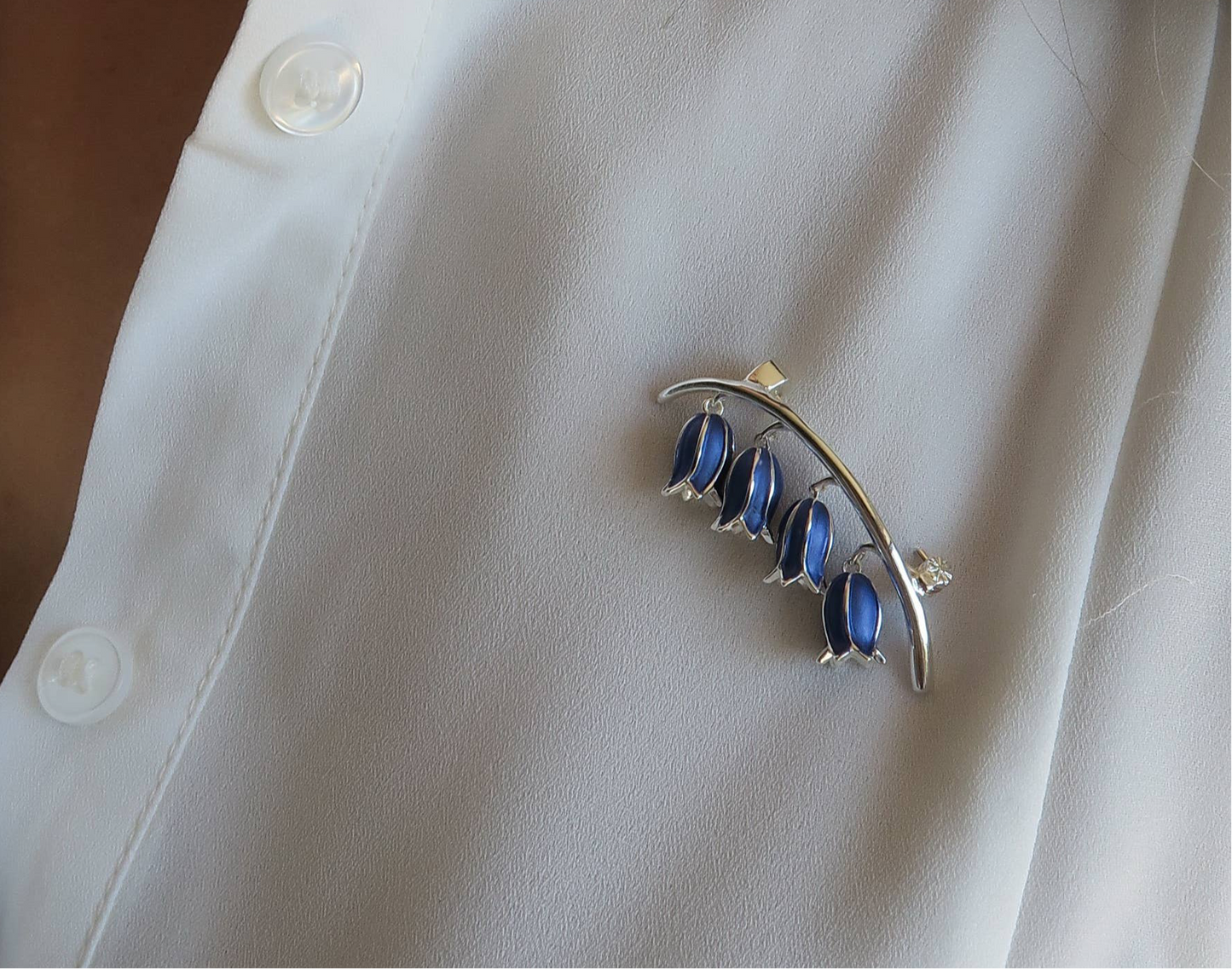 A Bluebell Brooch available to buy from Fig and Rose Home.