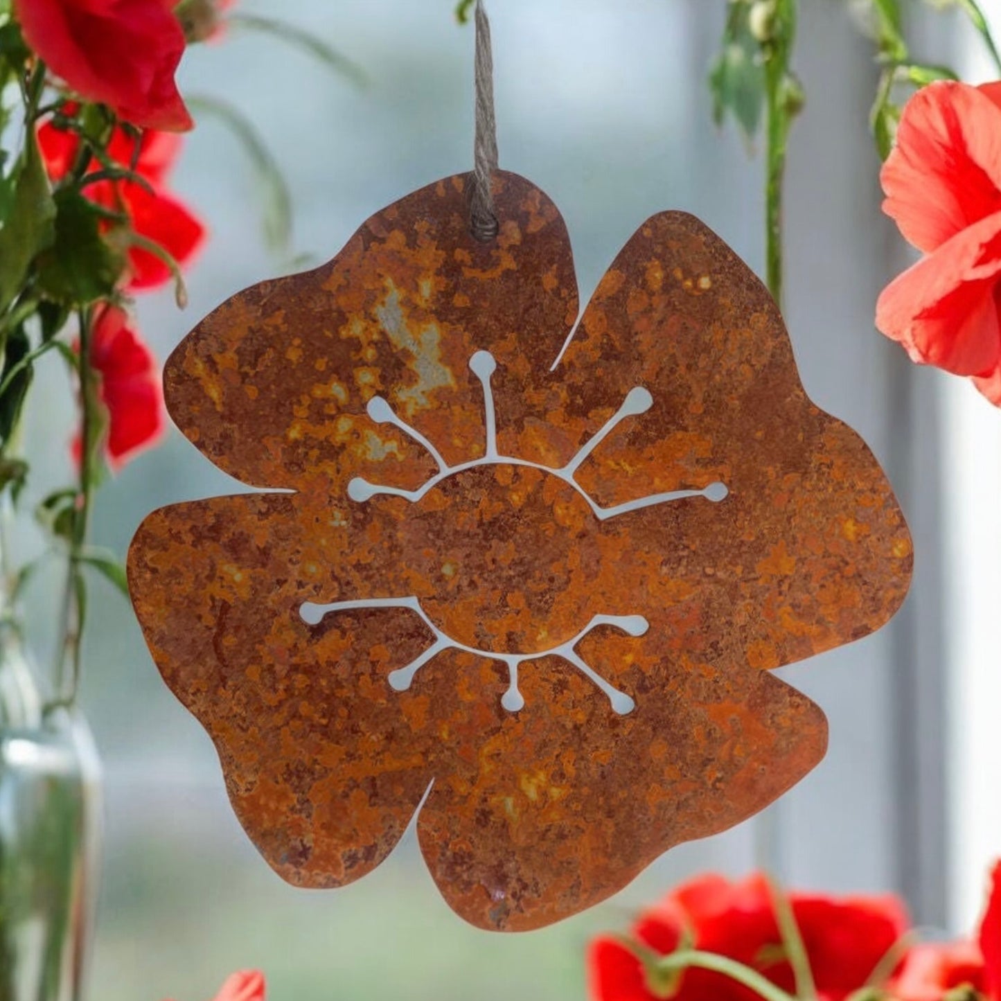 Remberance Metal Poppy Hanging Ornament
