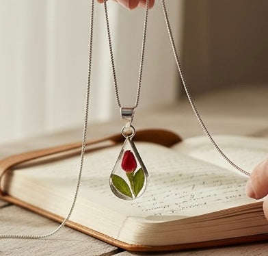 A Rose Bud Silver Pendant Necklace available to buy from Fig and Rose Home.