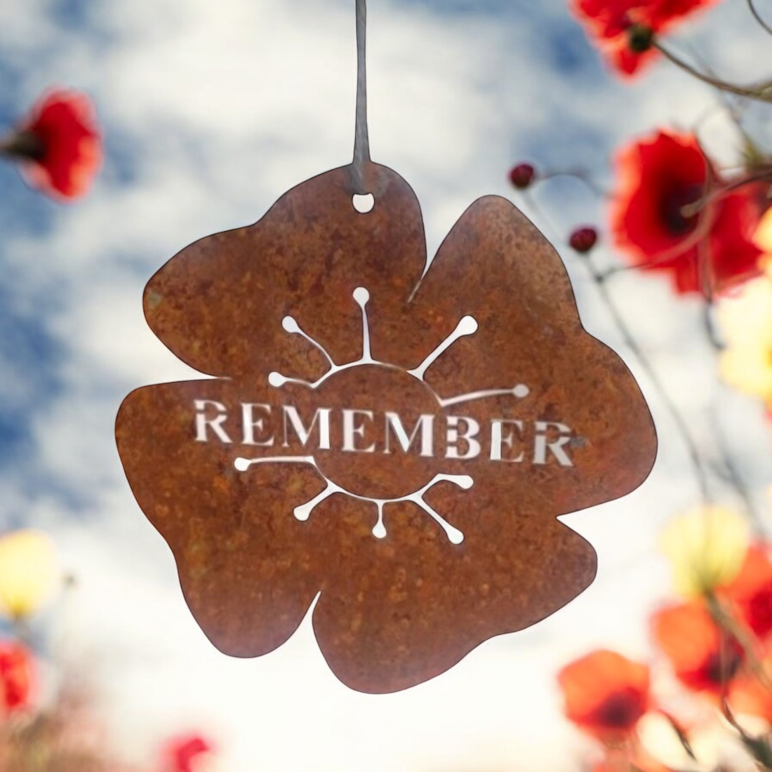 Rusty Metal Remembrance Poppy for the Garden from Fig and Rose.