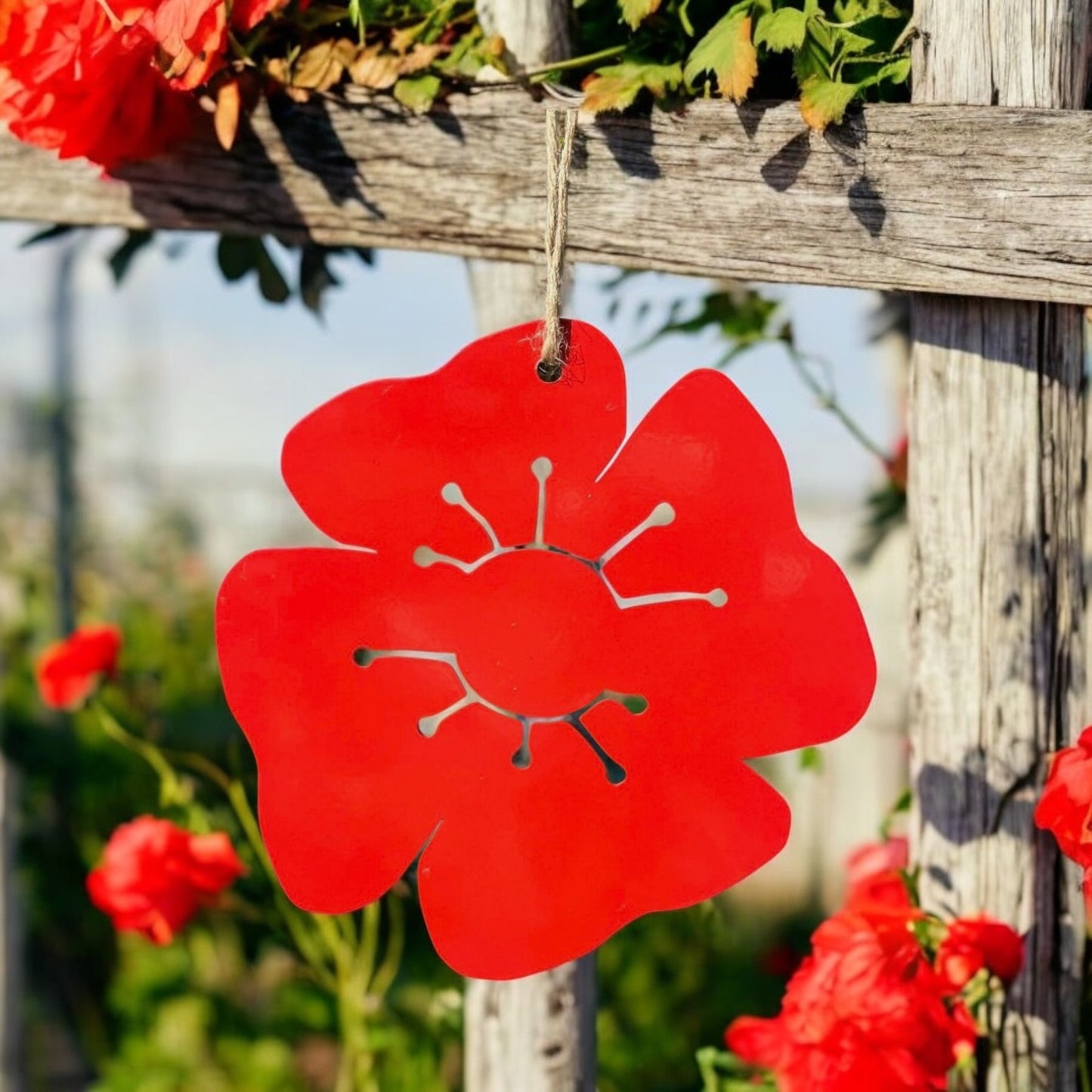 Remberance Metal Poppy Hanging Ornament