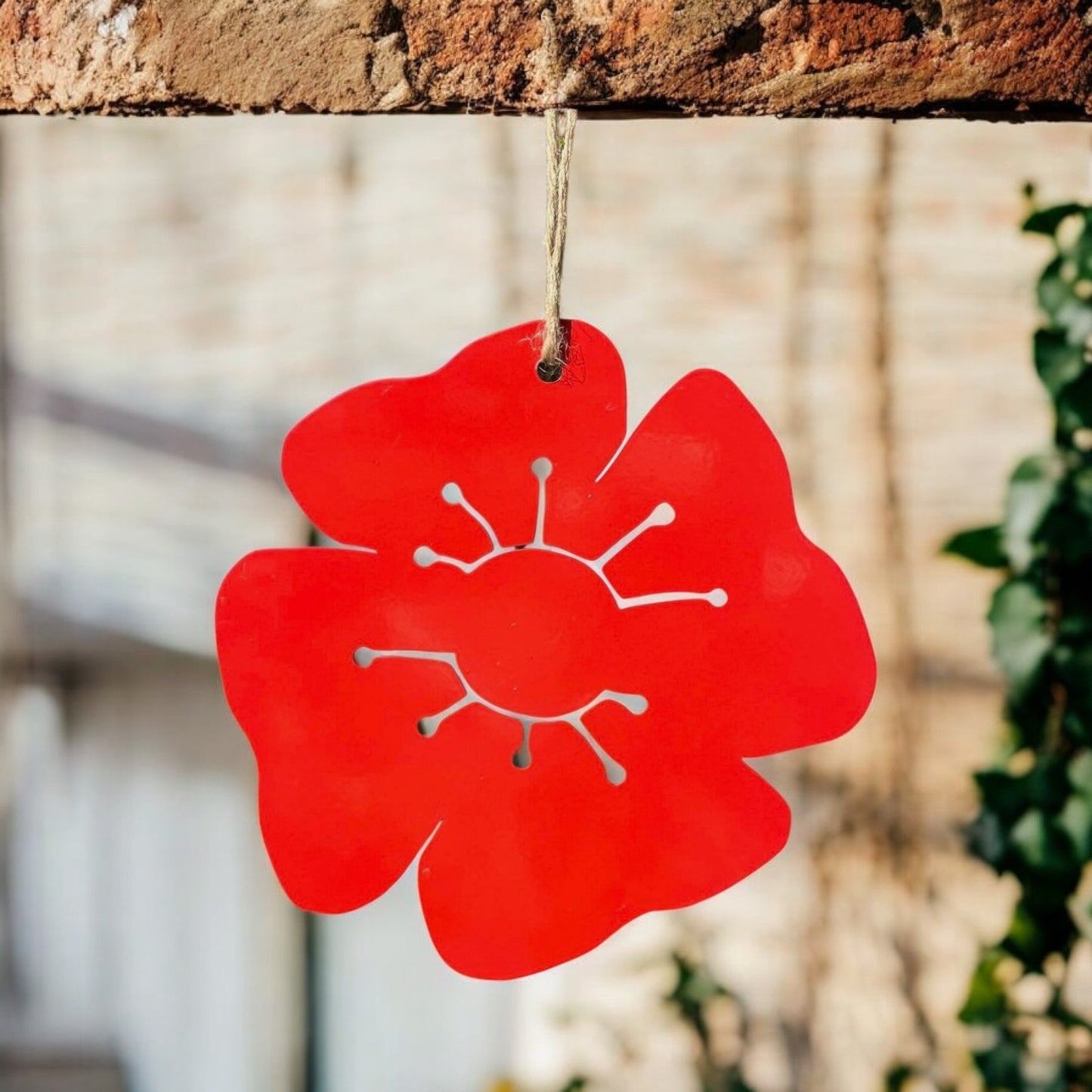 Remberance Metal Poppy Hanging Ornament