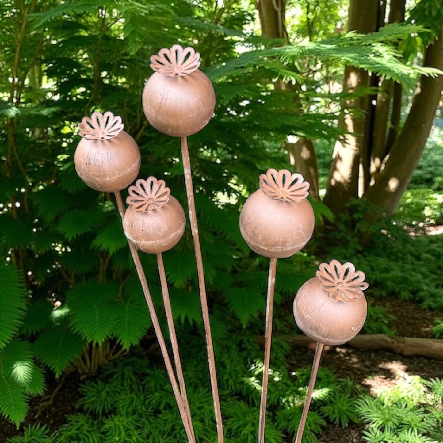 Rustic Poppy Head Garden Stake from Fig and Rose