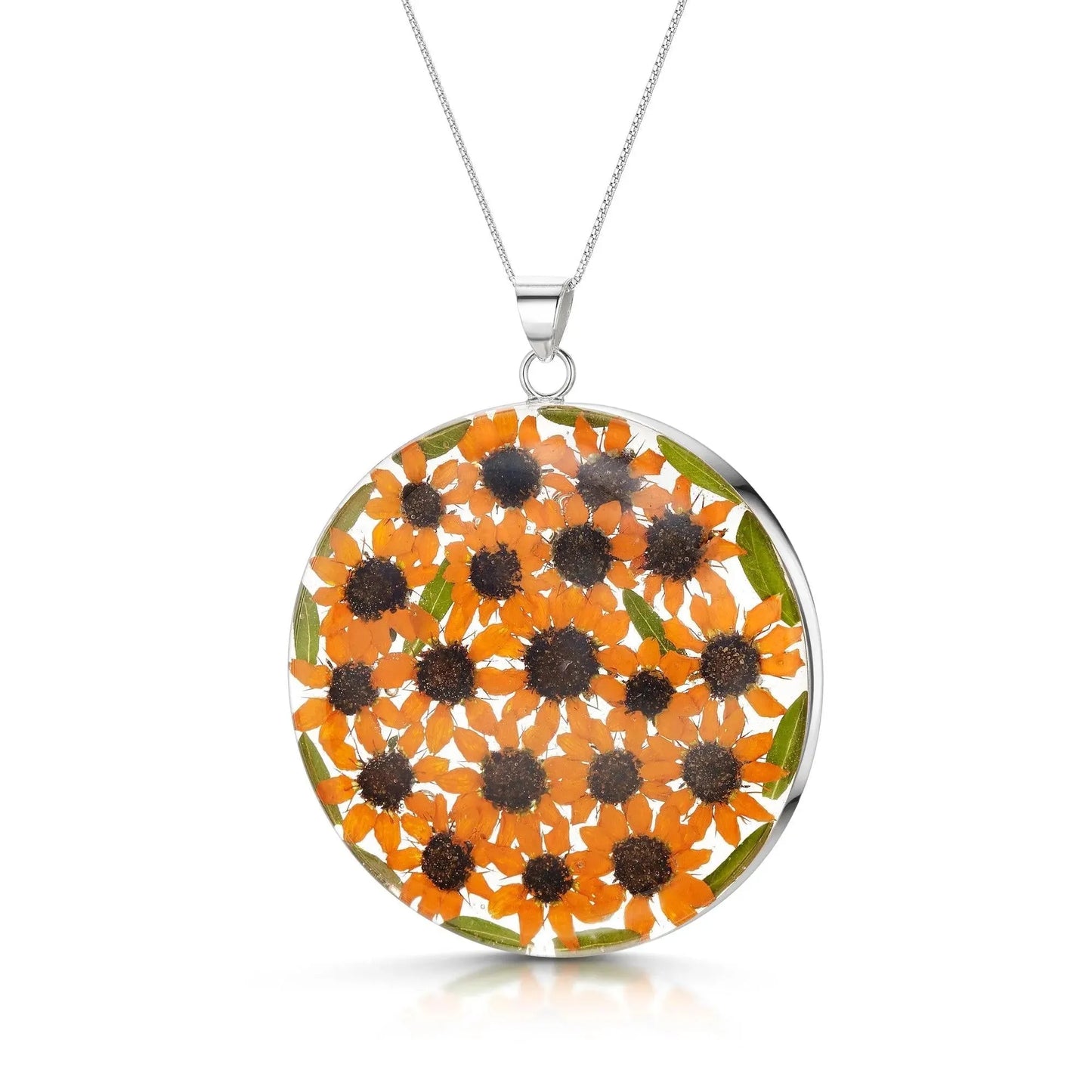 A Sunflower Necklace available to buy from Fig and Rose Home.