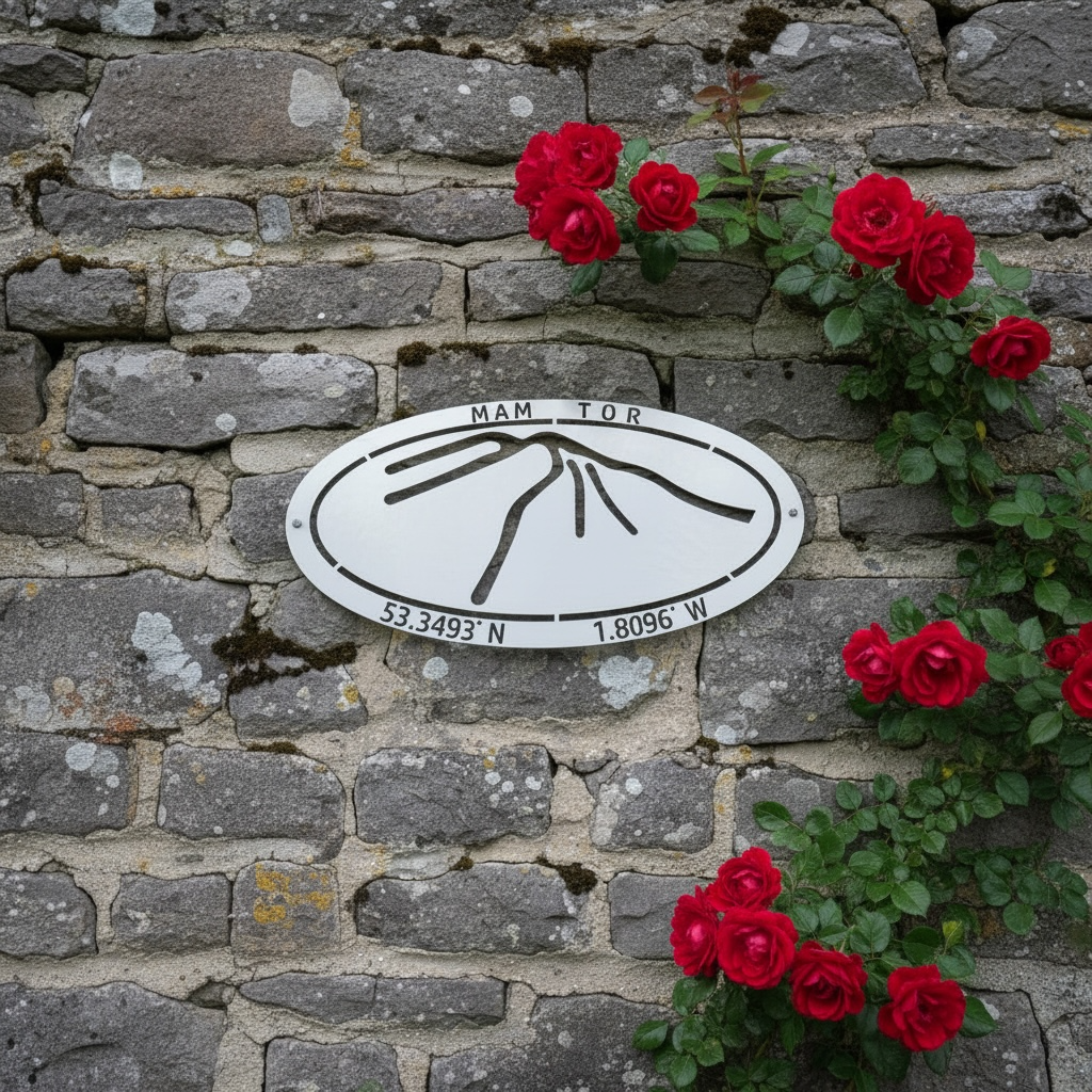 A Mam Tor Steel Wall Art – Peak District Coordinates from Fig and Rose.