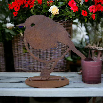 Rusty Metal Robin on Stand from Fig and Rose