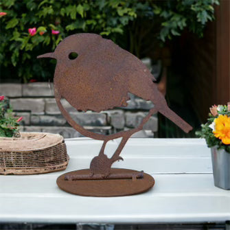 Rusty Metal Robin on Stand from Fig and Rose