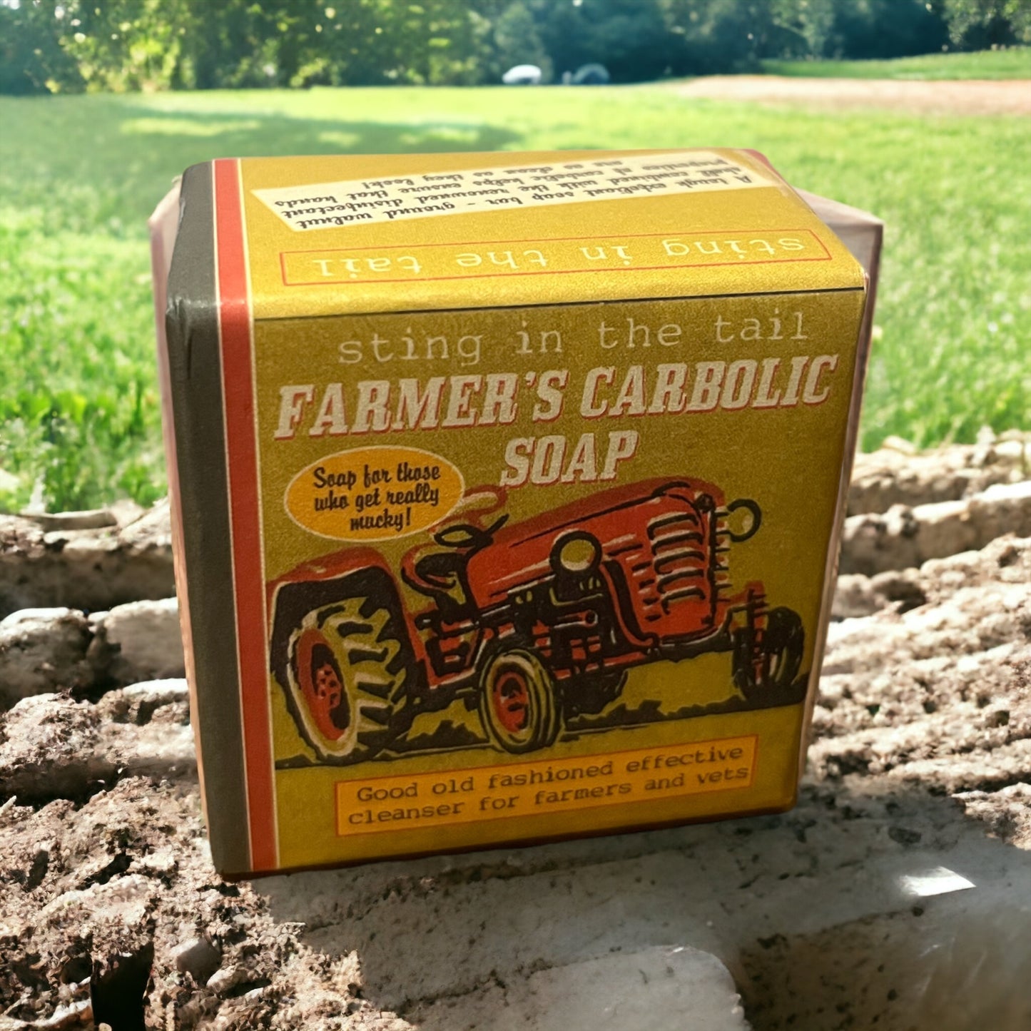 carbolic soap from Fig and Rose with tractor design.