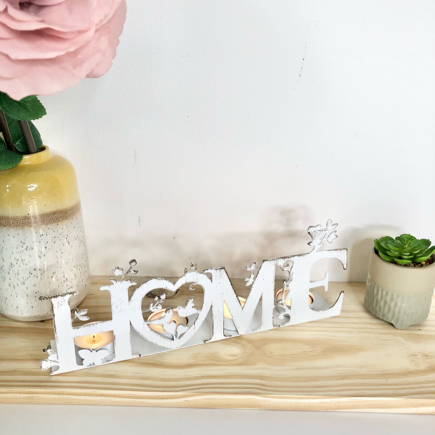 White Vintage Home Tea-Light Holder from Fig and Rose