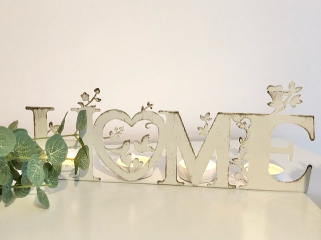 White Vintage Home Tea-Light Holder from Fig and Rose