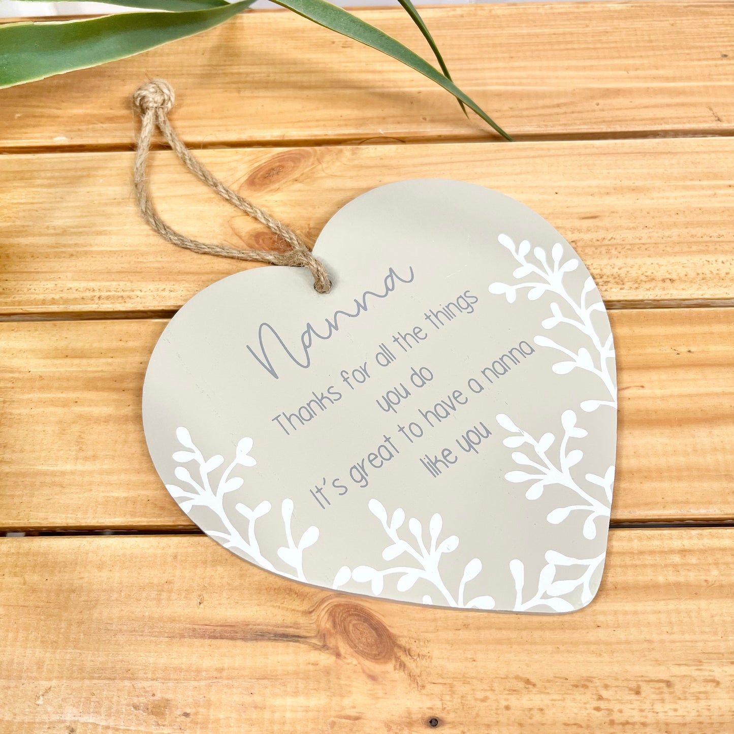 Nana Hanging Heart Plaque from Fig and Rose