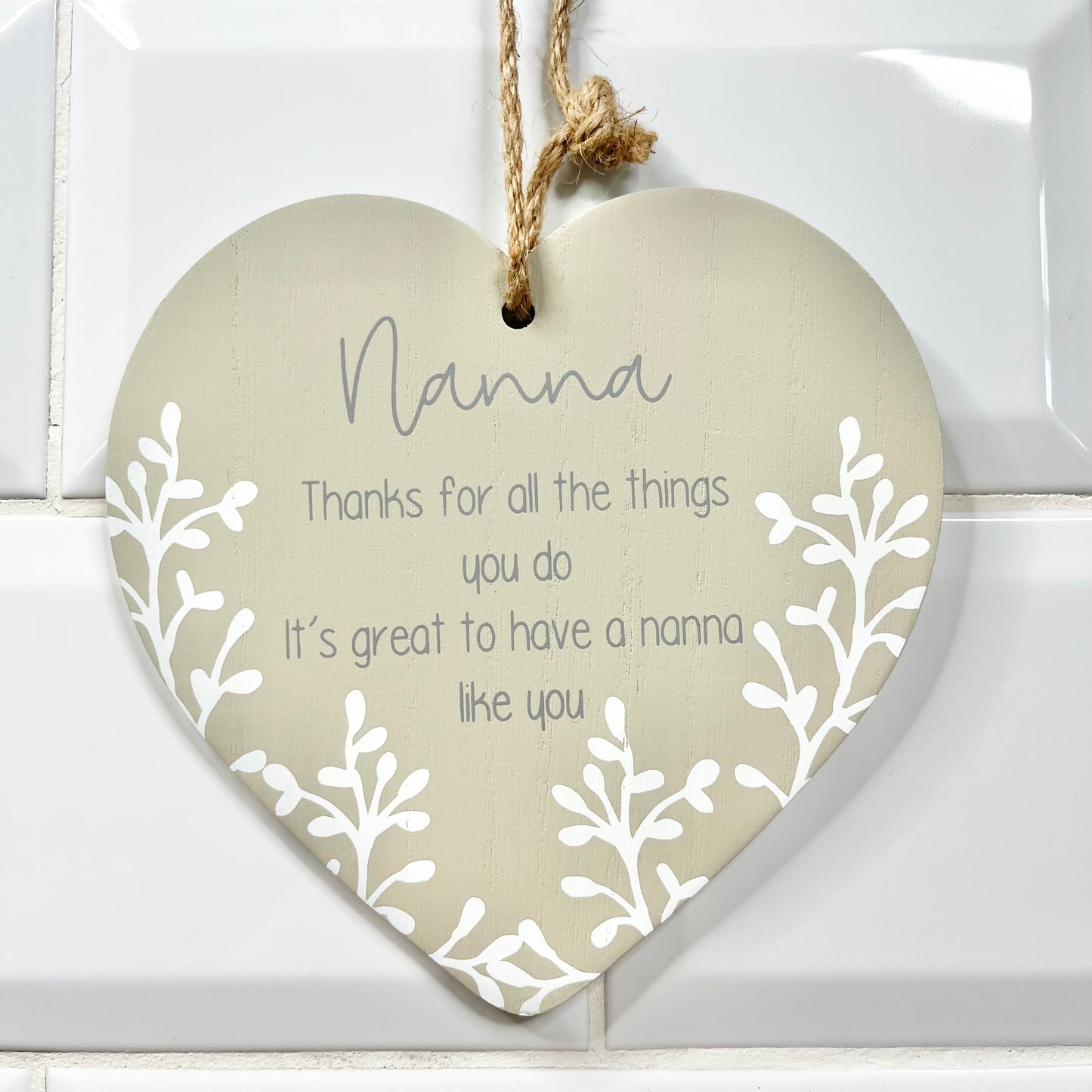 Nana Hanging Heart Plaque from Fig and Rose
