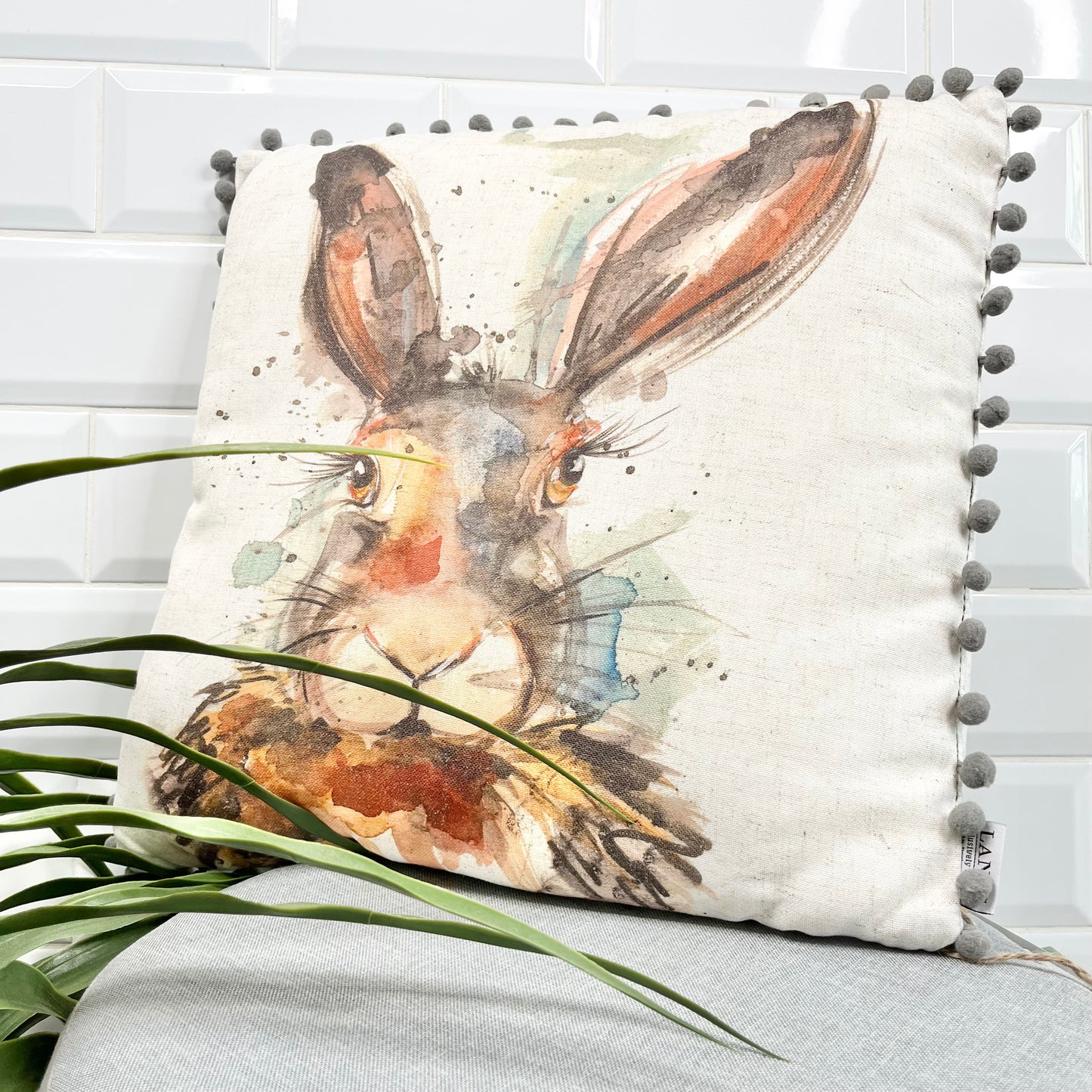 Harry Hare Pom Pom Cushionfrom Fig and Rose