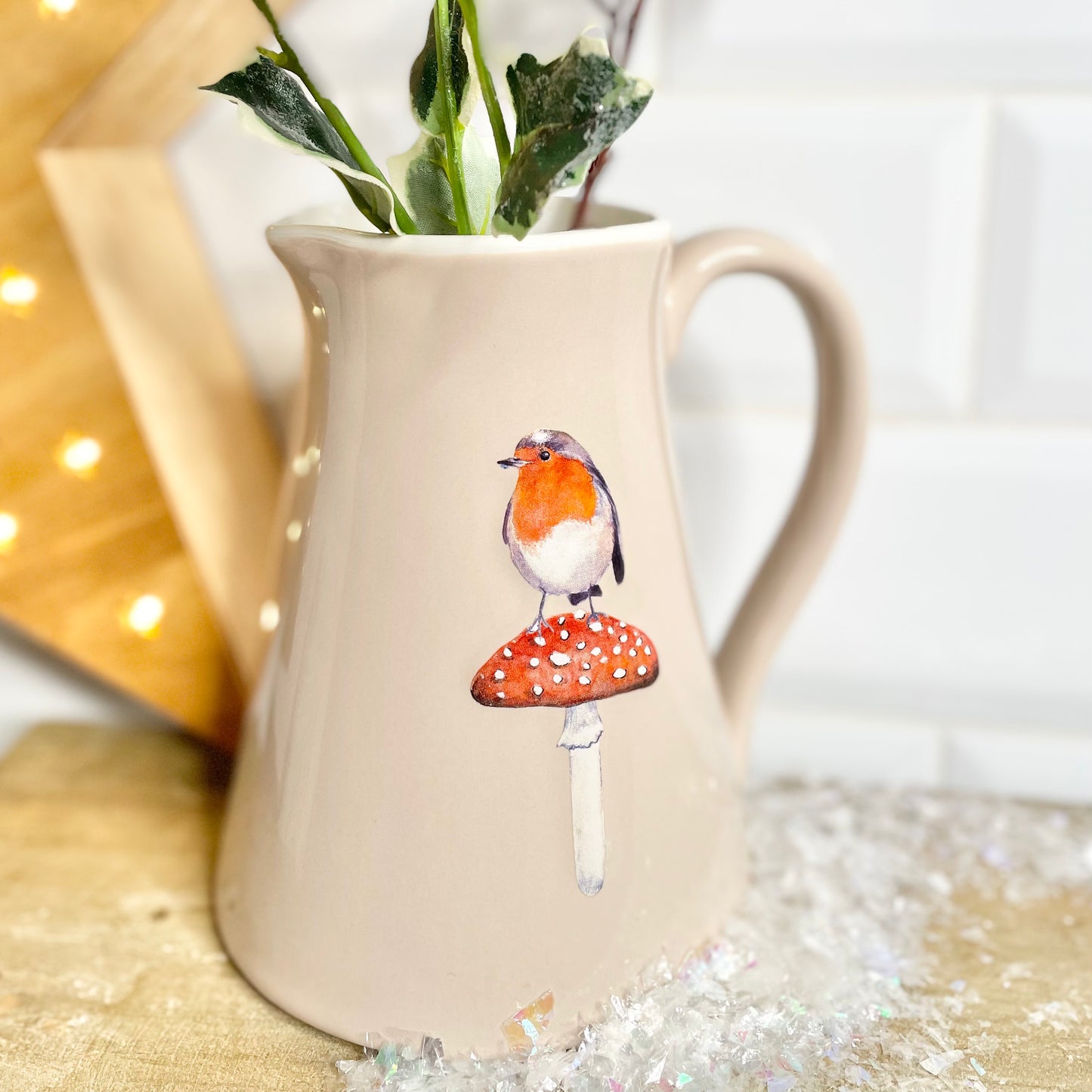 Robin Jug with Mushroom from Fig and Rose