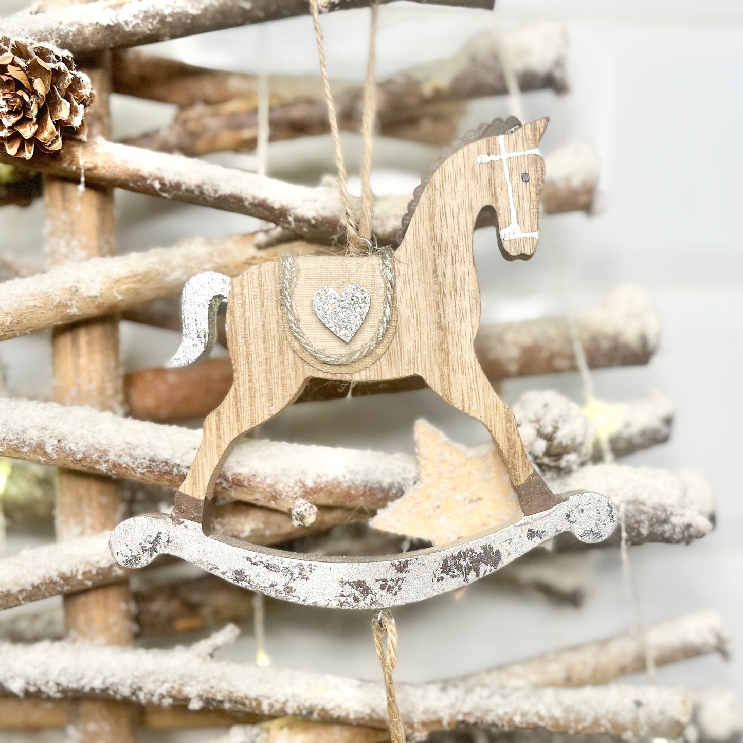 Hanging Christmas Rocking Horse Decoration With Bells from Fig and Rose