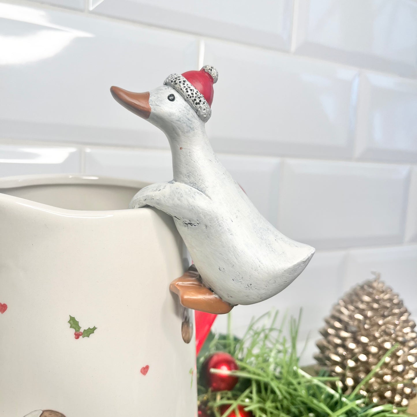 Christmas Duck with Santa Hat Pot Hanger from Fig and Rose