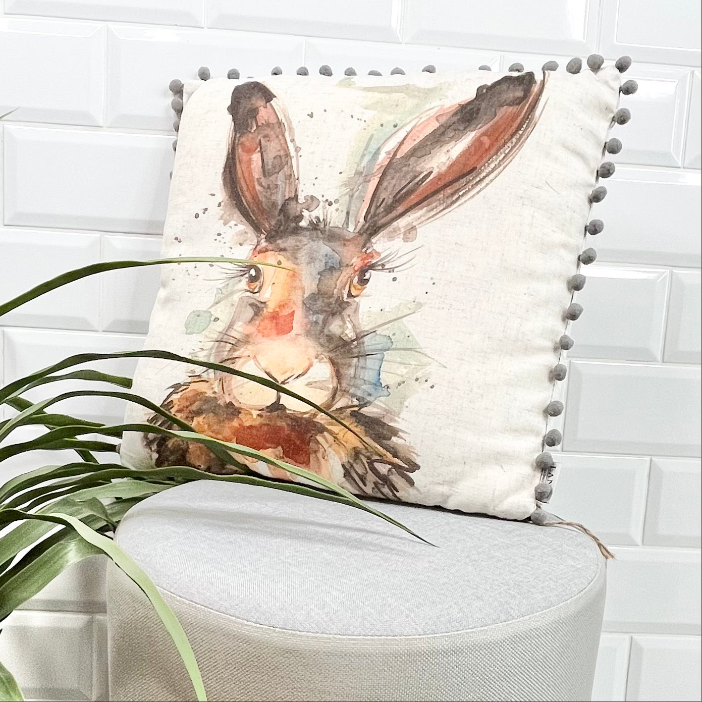 Harry Hare Pom Pom Cushionfrom Fig and Rose