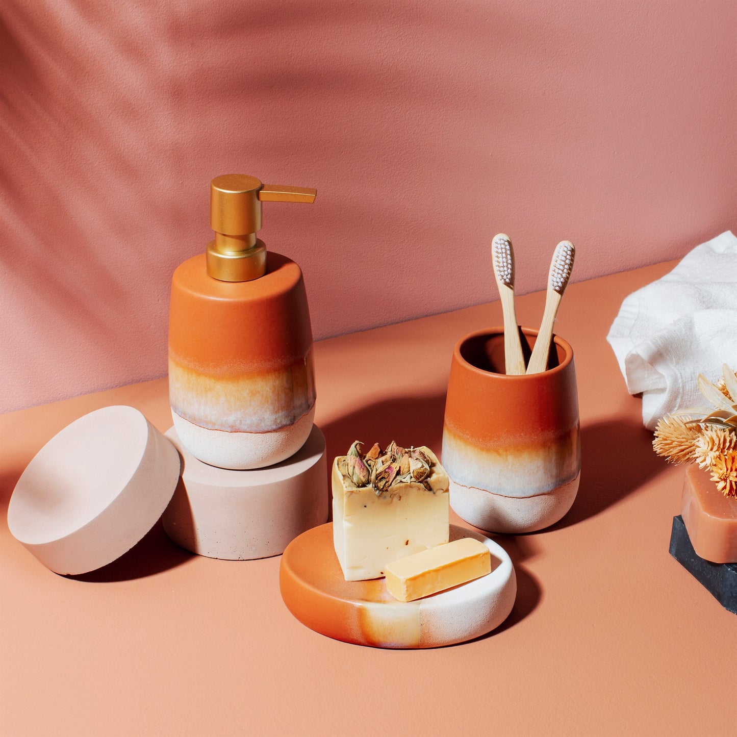 Sass & Belle terracotta bathroom accessories from Fig and Rose
