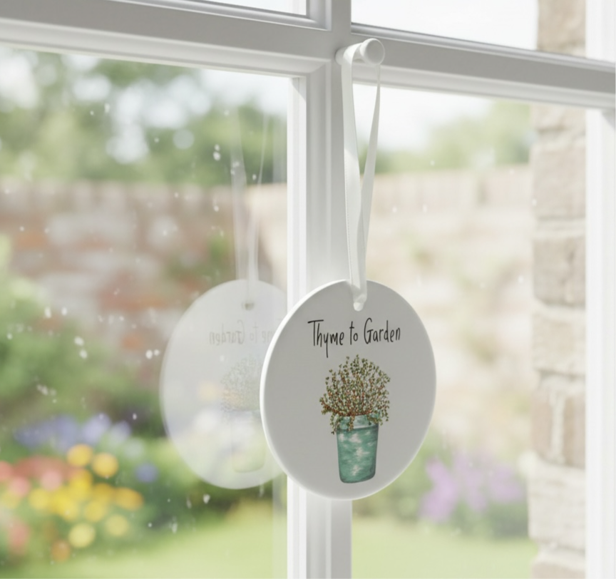 A Thyme to Garden Ceramic Decoration available to buy from Fig and Rose Home.