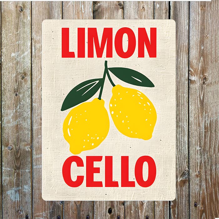 A Limoncello Metal Sign available to buy from Fig and Rose Home.