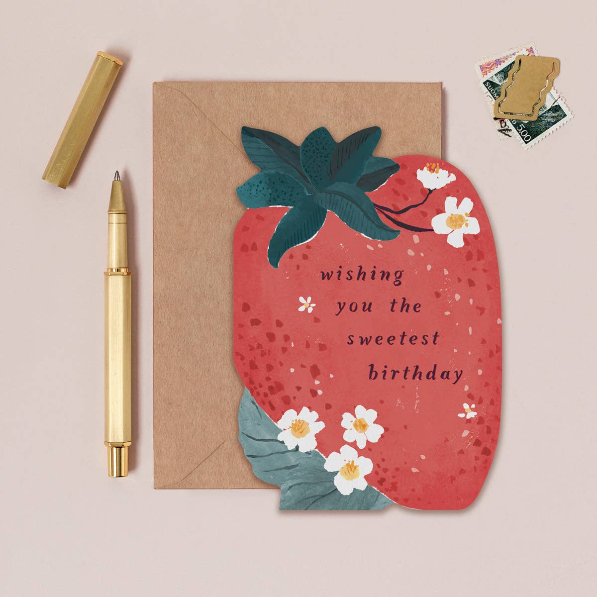 A Sweet Strawberry Birthday Card available to buy from Fig and Rose Home.