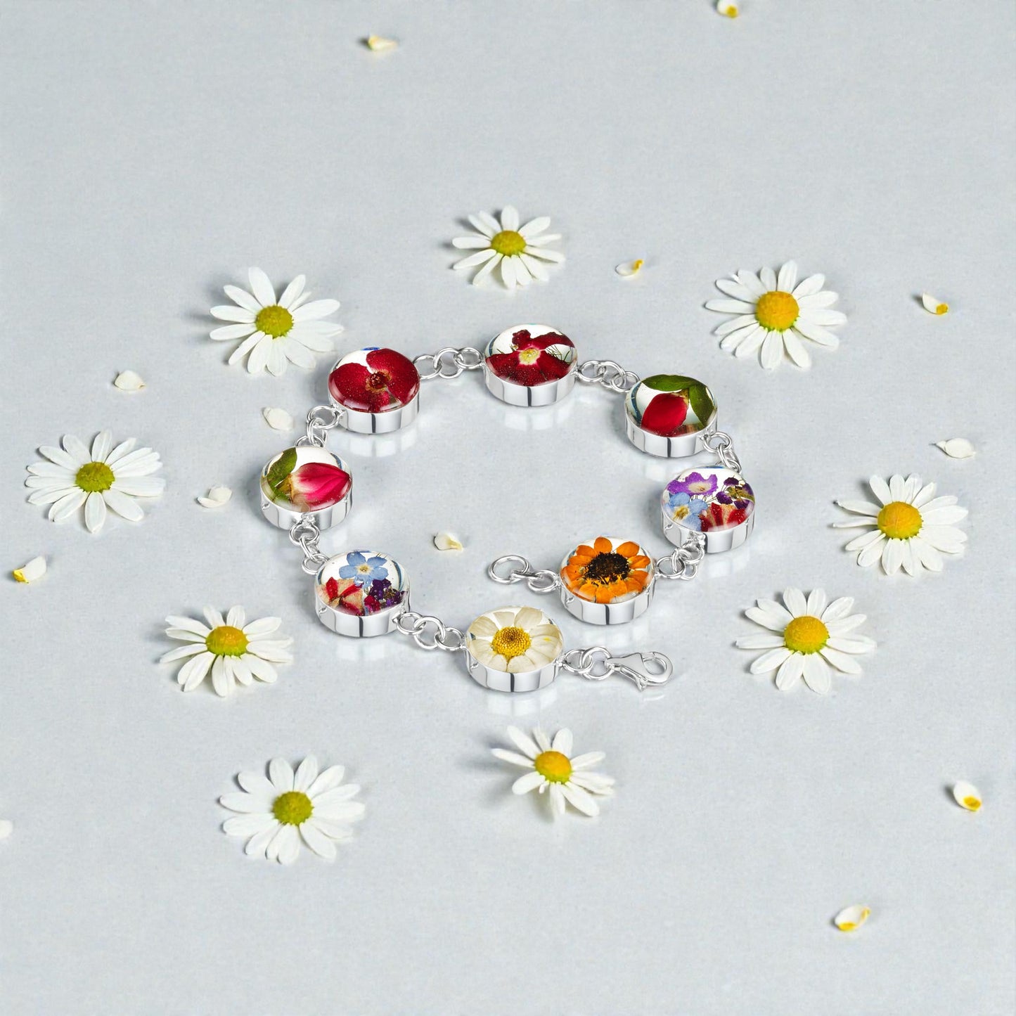 A Resin Flower Bracelet available to buy from Fig and Rose Home.