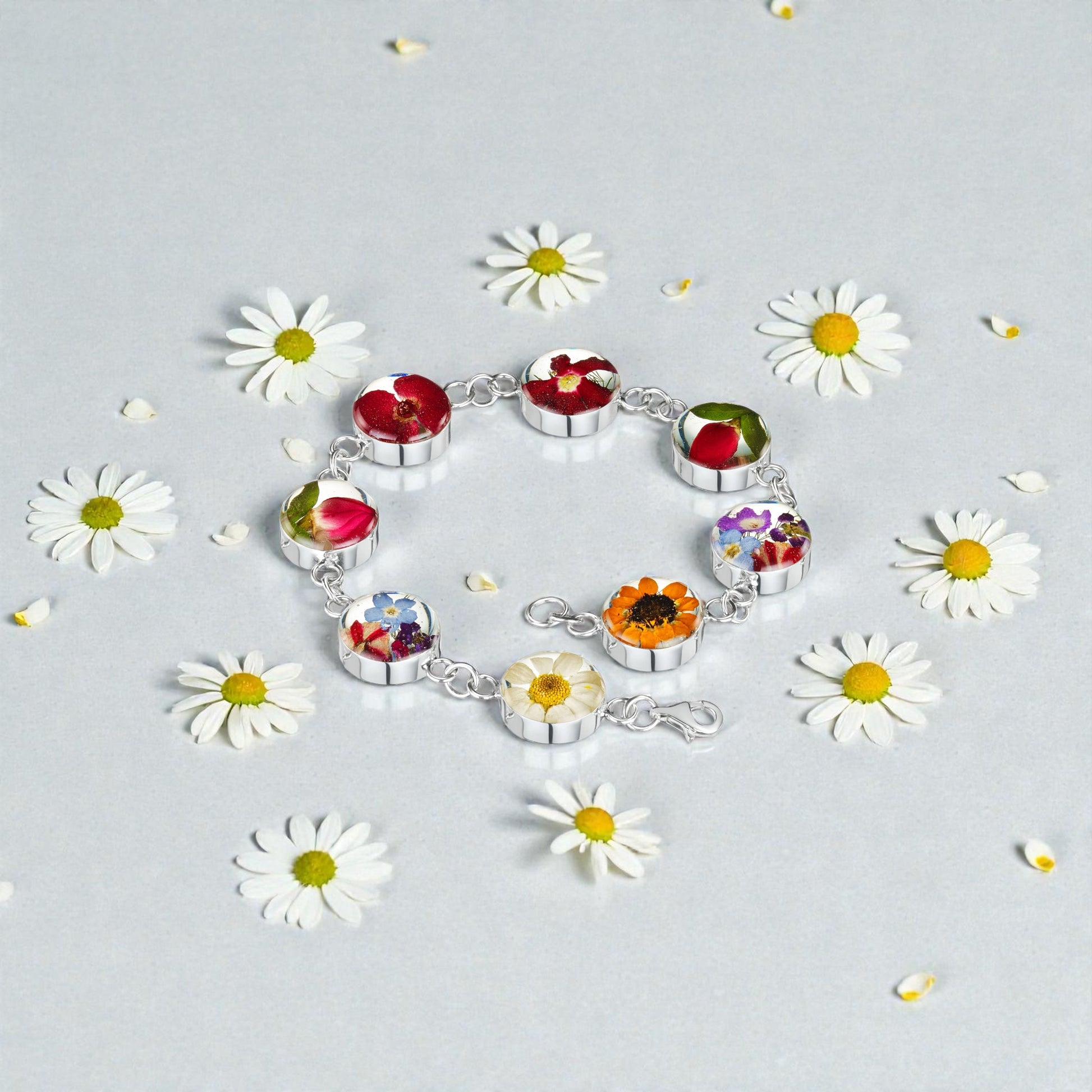A Resin Flower Bracelet available to buy from Fig and Rose Home.