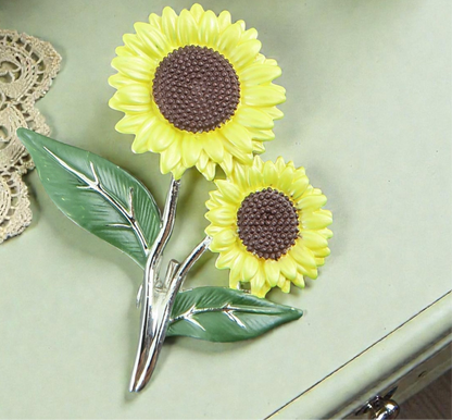 A Sunflower Pin Brooch available to buy from Fig and Rose Home.