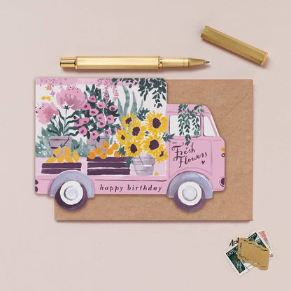 A Flower Truck Birthday Card available to buy from Fig and Rose Home.
