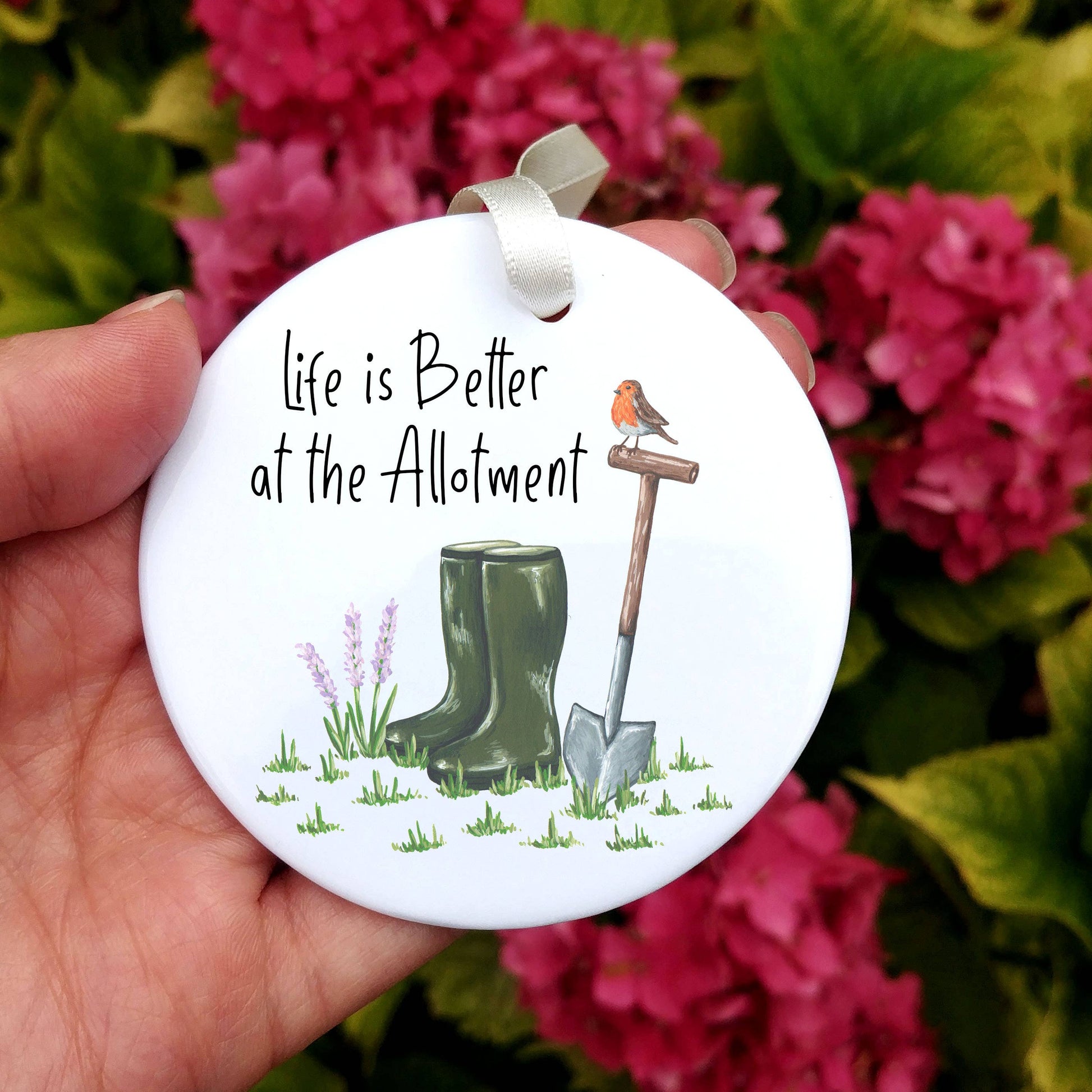 A Life is Better at the Allotment Ceramic Decoration available to buy from Fig and Rose Home.