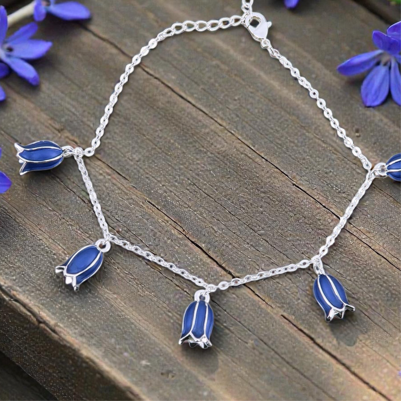 A Bluebell Charm Bracelet available to buy from Fig and Rose Home.