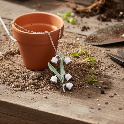 A Lily of The Valley Necklace available to buy from Fig and Rose Home.