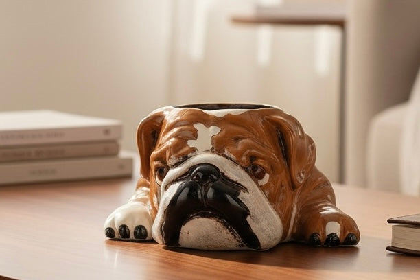 Ceramic Bulldog Planter