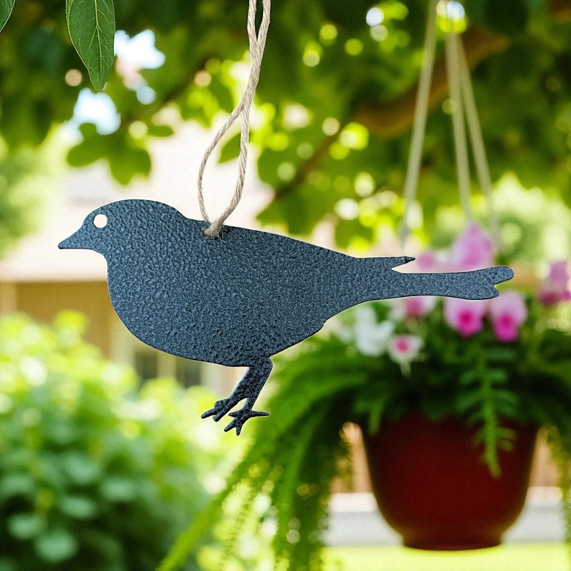 A Hanging Metal Finch Decorations – Set of 3 | Powder Coated Steel Garden Birds from Fig and Rose.