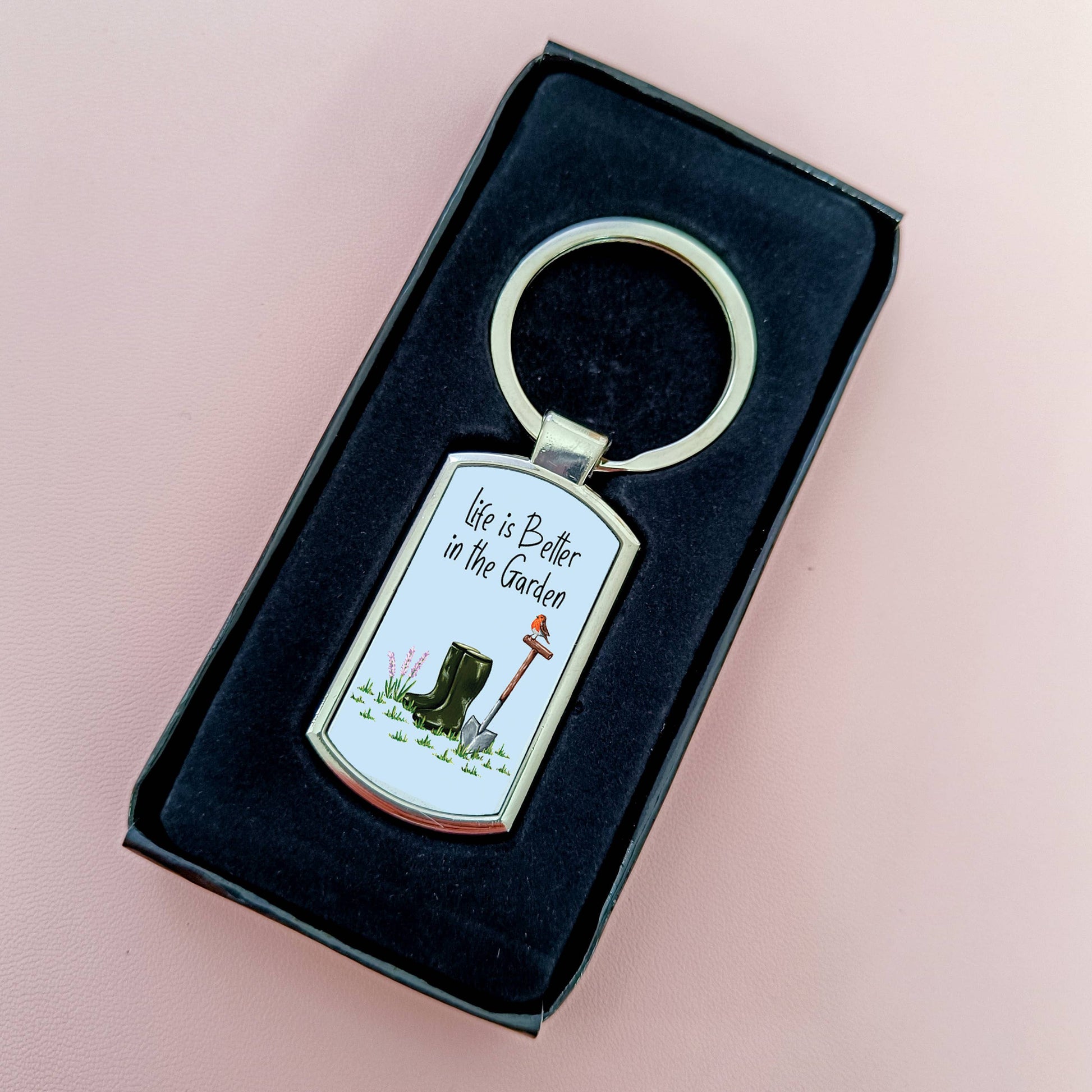 A Life is Better in the Garden Key Ring available to buy from Fig and Rose Home.