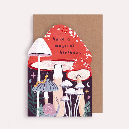 A Mushroom Birthday Card available to buy from Fig and Rose Home.